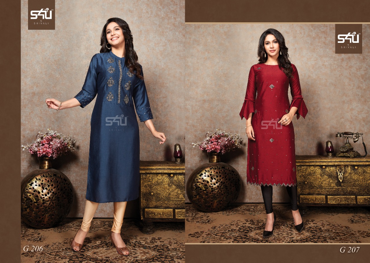 s4u Glamour vol 2 chinon silk gorgeous look kurti catalog