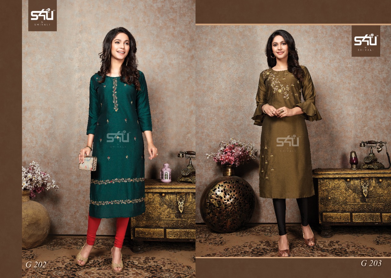 s4u Glamour vol 2 chinon silk gorgeous look kurti catalog