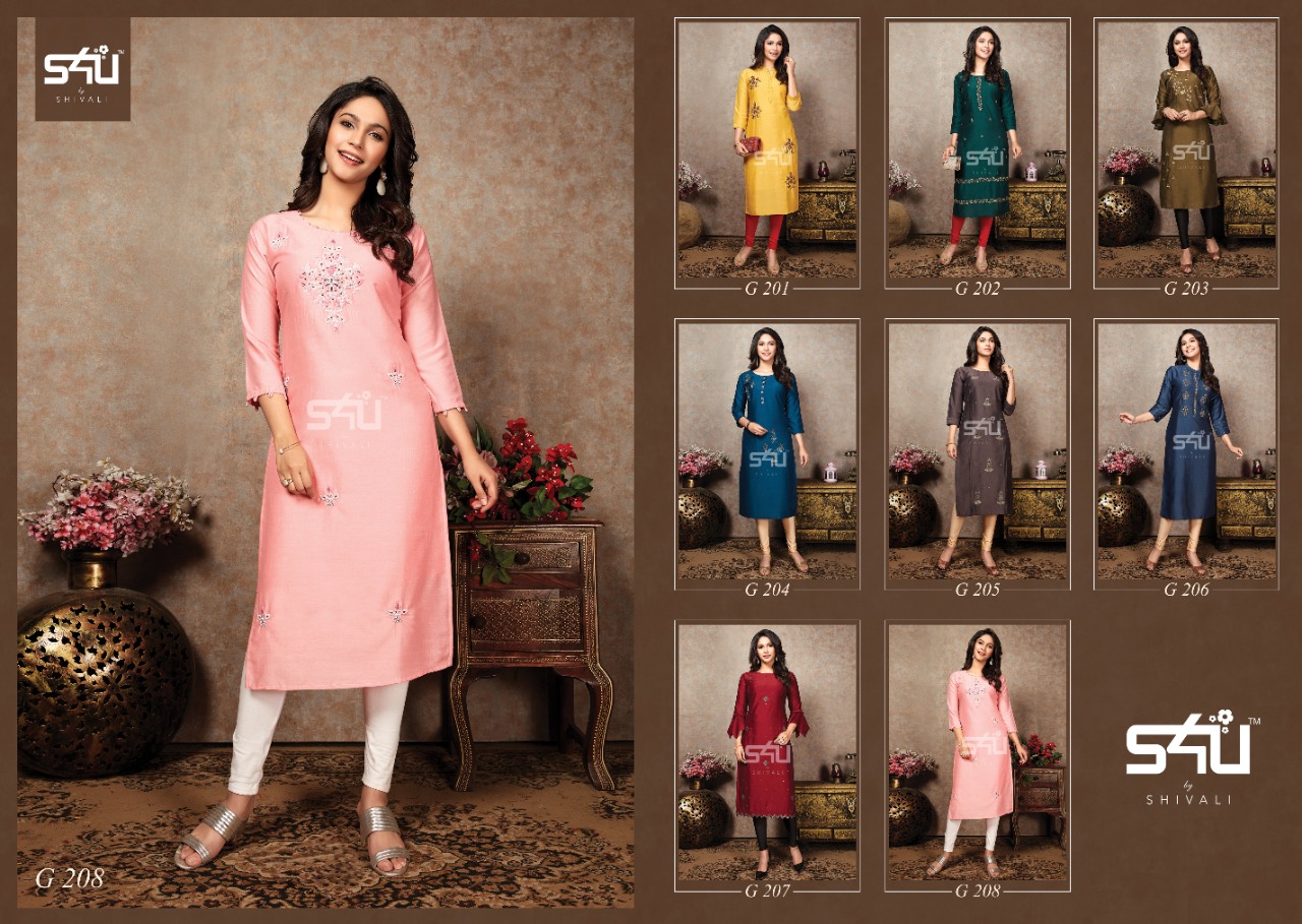 s4u Glamour vol 2 chinon silk gorgeous look kurti catalog