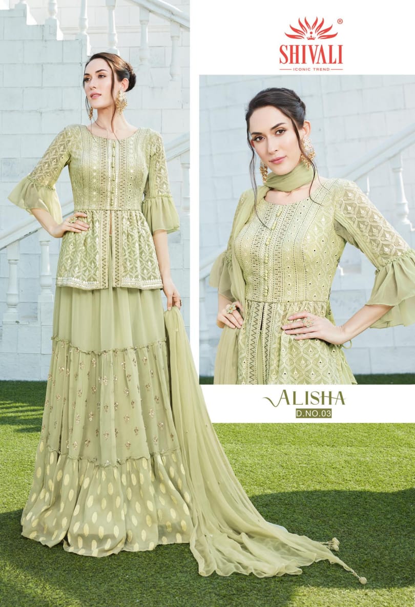 shivali alisha vol 6 fancy innovative stylish sharara catalog