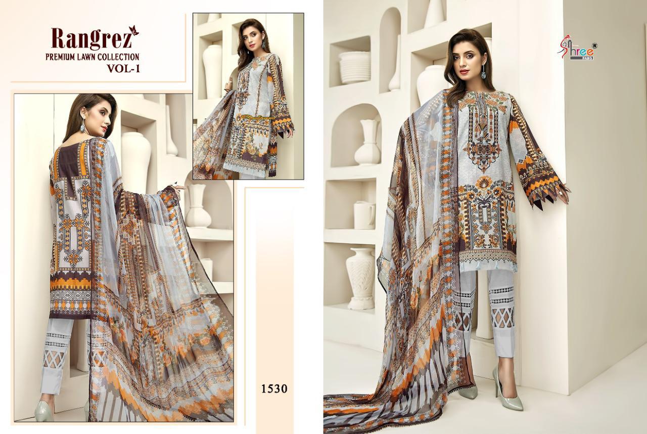 shree fab rangrez vol 1 pure lawn attrective print siffon dupatta salwar suit catalog