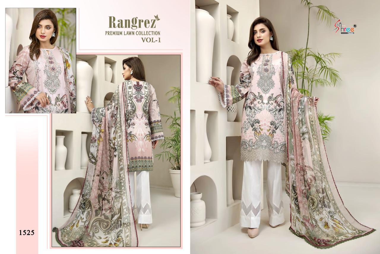 shree fab rangrez vol 1 pure lawn attrective print siffon dupatta salwar suit catalog