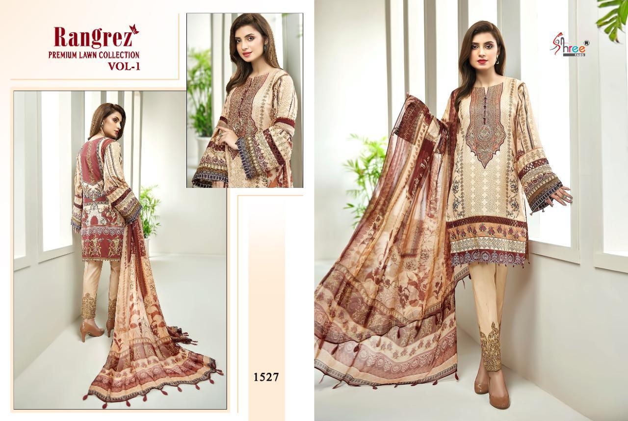 shree fab rangrez vol 1 pure lawn attrective print siffon dupatta salwar suit catalog