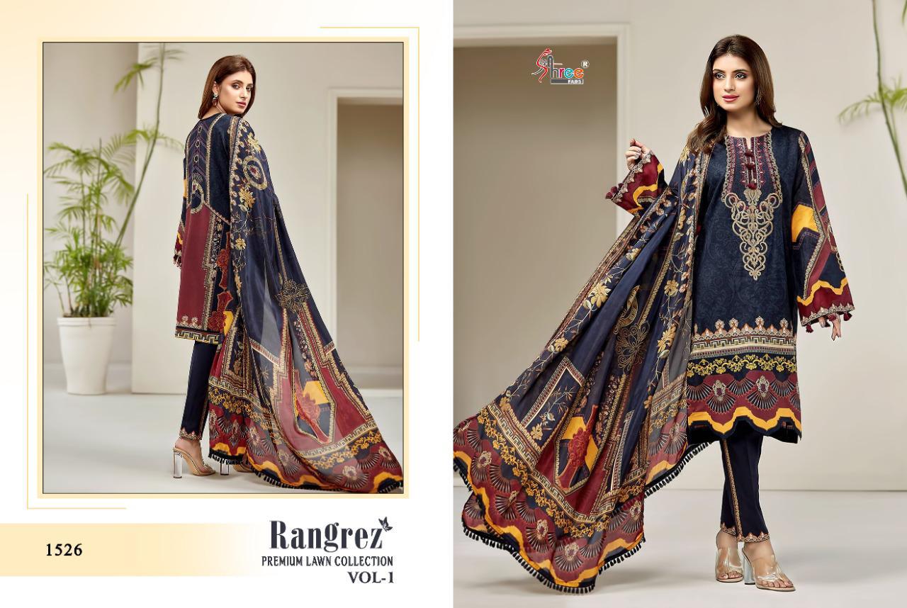 shree fab rangrez vol 1 pure lawn attrective print siffon dupatta salwar suit catalog