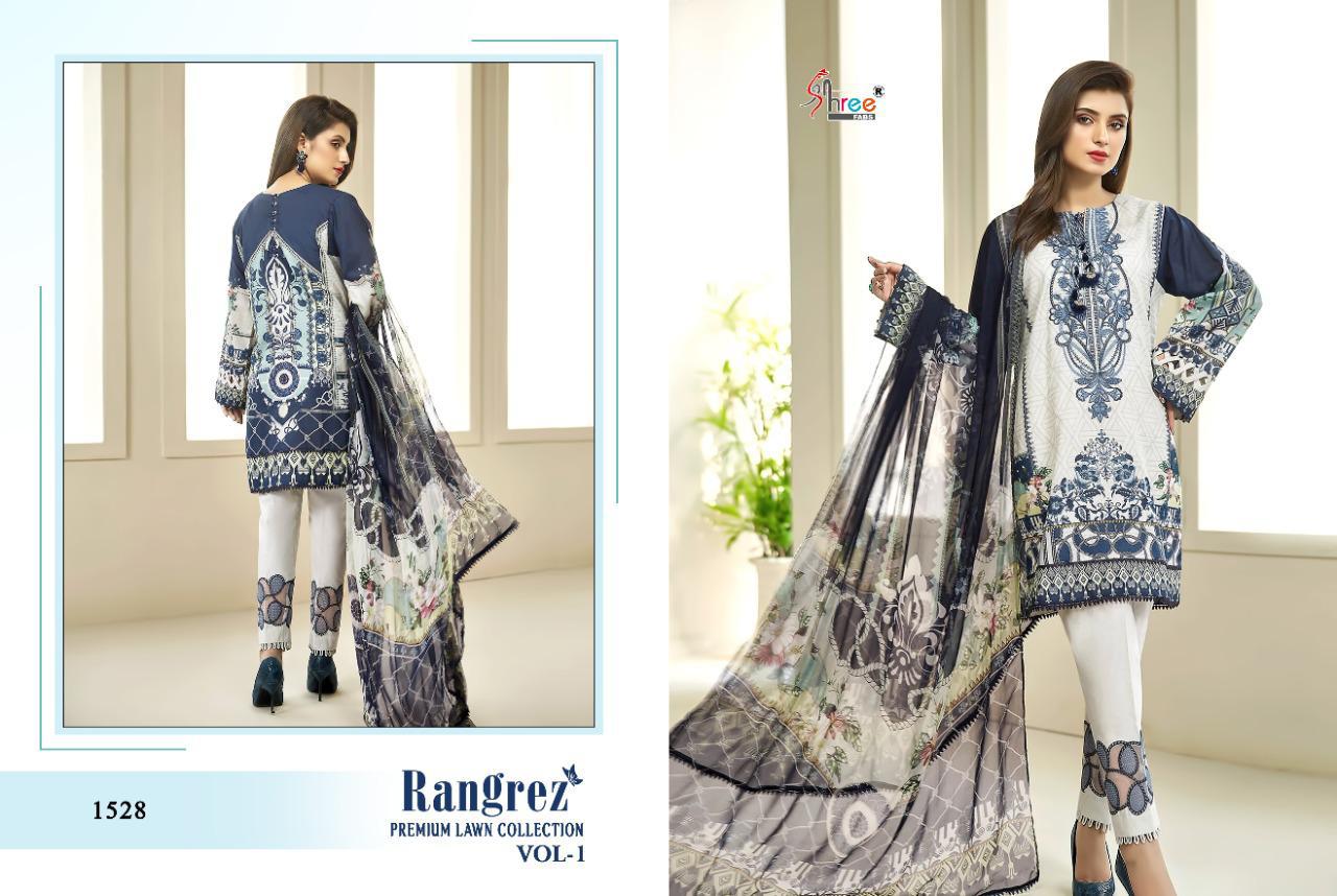 shree fab rangrez vol 1 pure lawn attrective print siffon dupatta salwar suit catalog