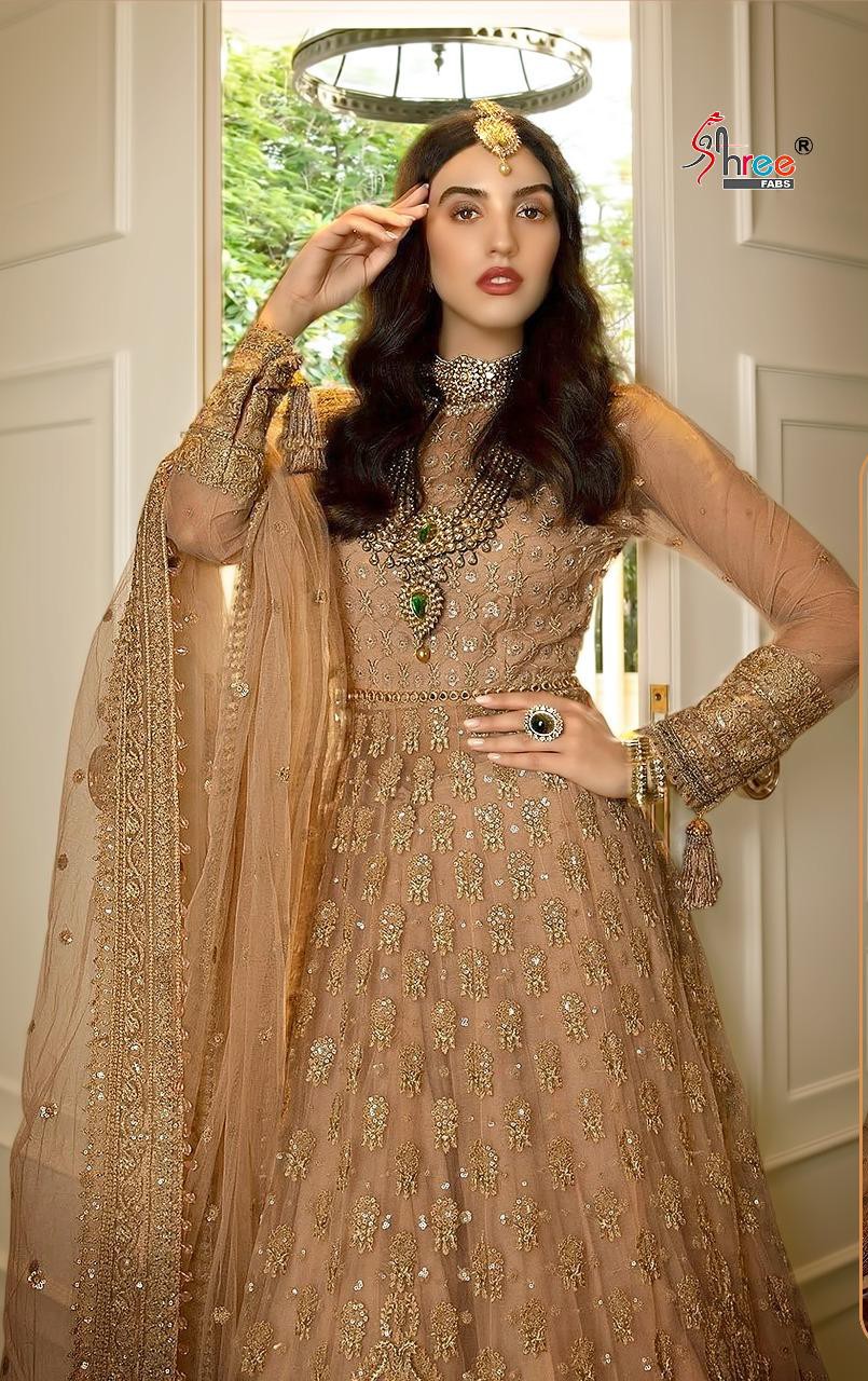 shree fabs s 194 butterfly net  innovative style salwar suit single