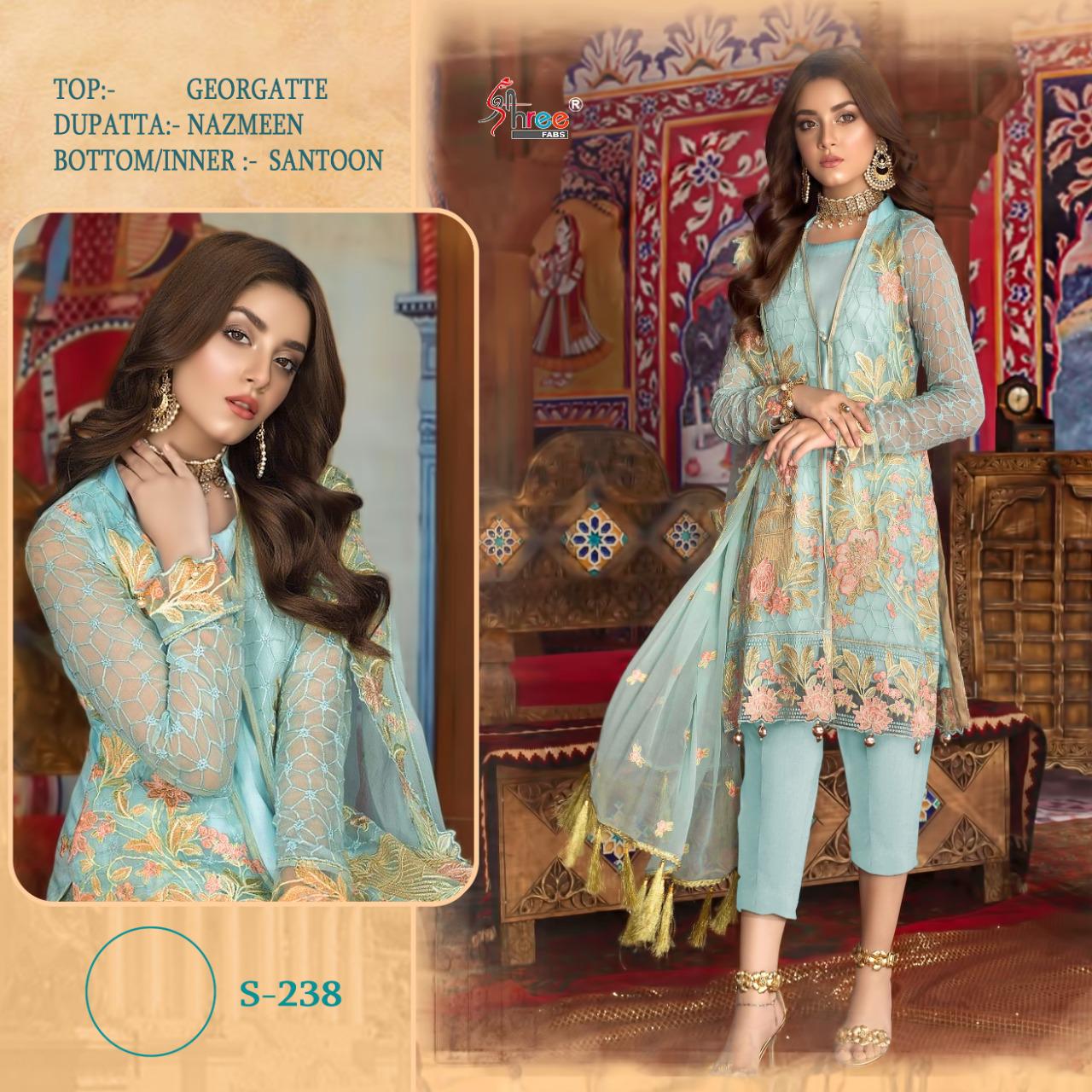 shree fabs s 238 georgatte catchy look salwar suit singal