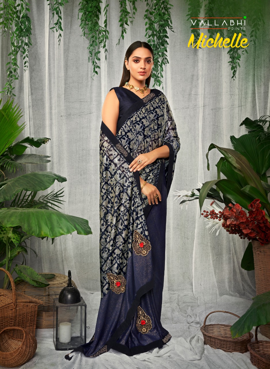 Vallabhi michelle silk authentic fabric saree catalog