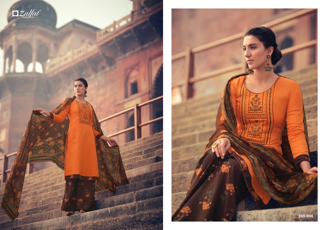 zulfat designer mohini cotton authentic fabric salwar suit catalog