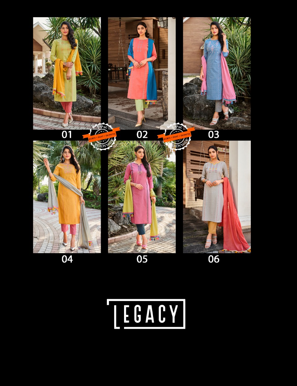 100 milles legacy cotton stylish look kurti dupatta with pant catalog