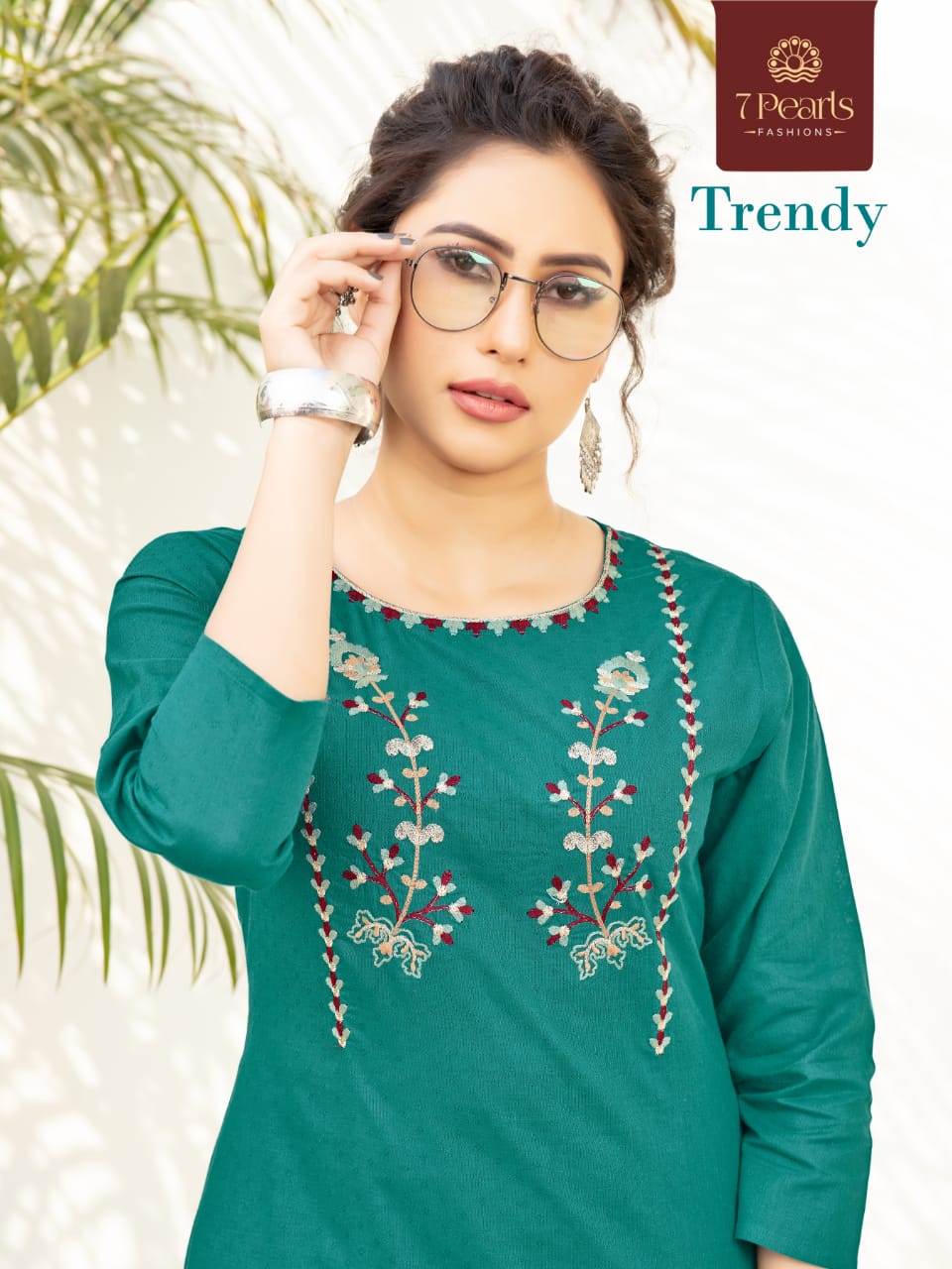 7 pearls trendy cotton authentic fabric kurti with pant catalog