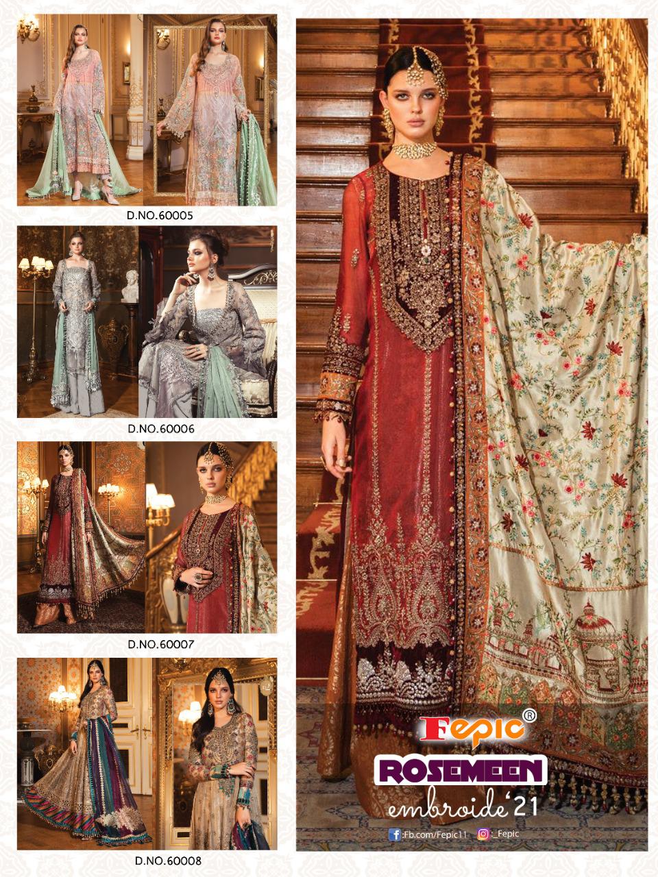 fepic rosemeen embroide 21 decent look salwar suit catalog