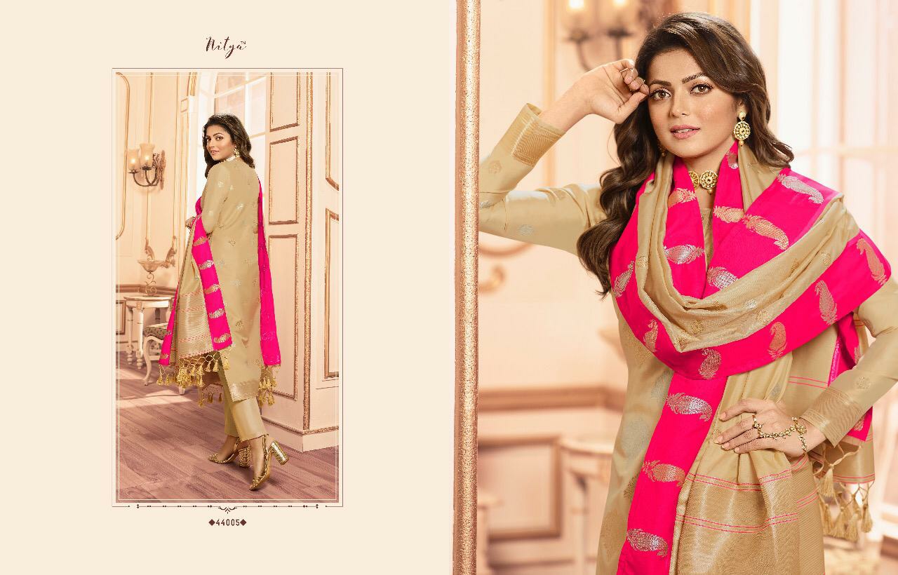 l t fashion nitya VOL 144  silk jacquard fency look salwar suit catalog