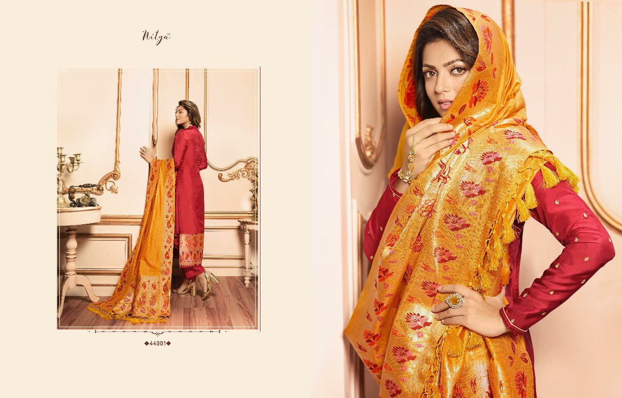 l t fashion nitya VOL 144  silk jacquard fency look salwar suit catalog