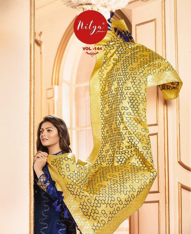 l t fashion nitya VOL 144  silk jacquard fency look salwar suit catalog