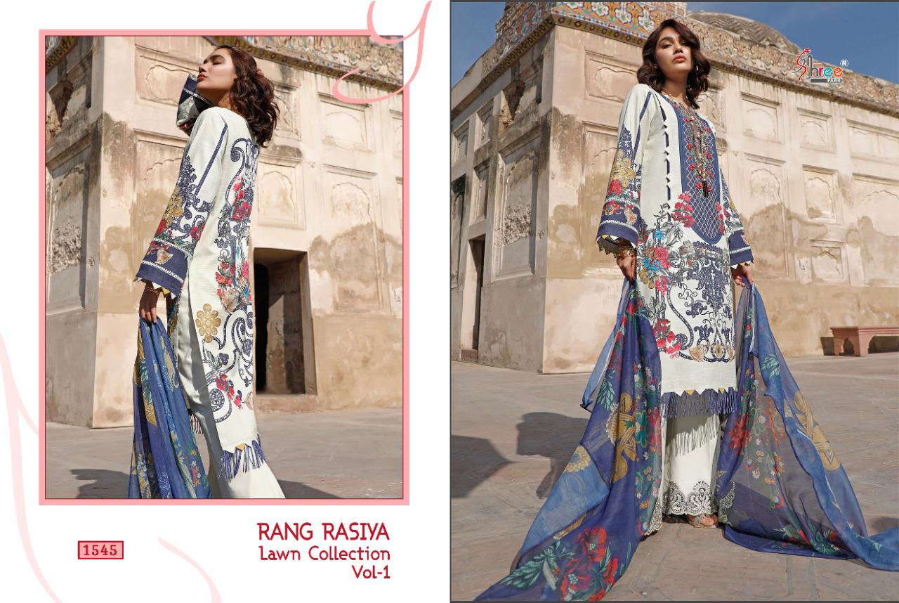 shree fab rangrasiya lawn collesction vol 1 cotton attrective print cotton dupatta salwar suit catalog