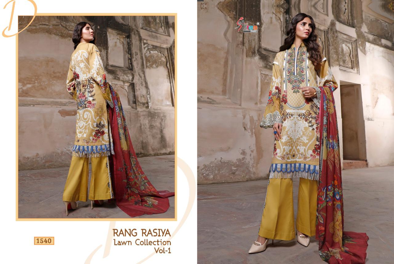 shree fab rangrasiya lawn collesction vol 1 cotton attrective print cotton dupatta salwar suit catalog