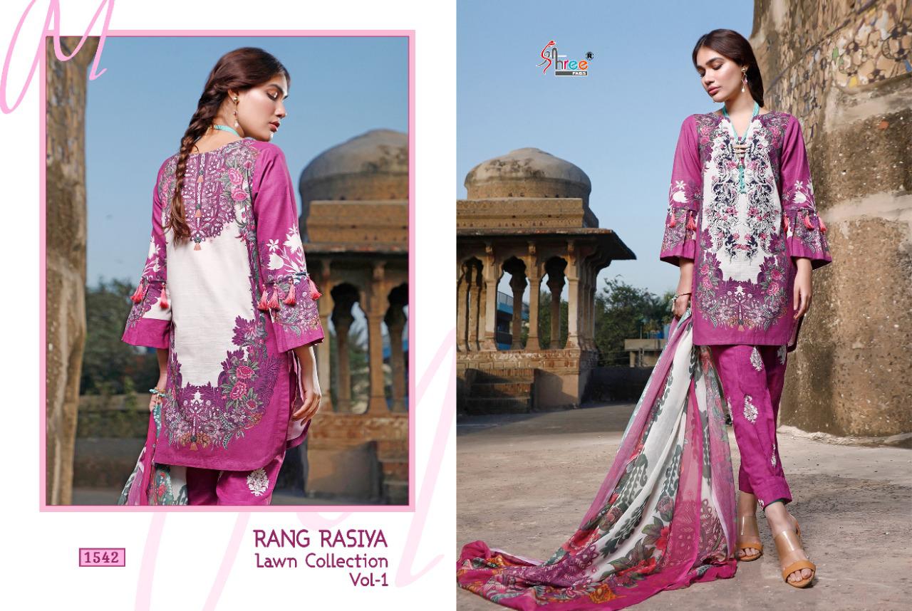 shree fab rangrasiya lawn collesction vol 1 cotton attrective print cotton dupatta salwar suit catalog