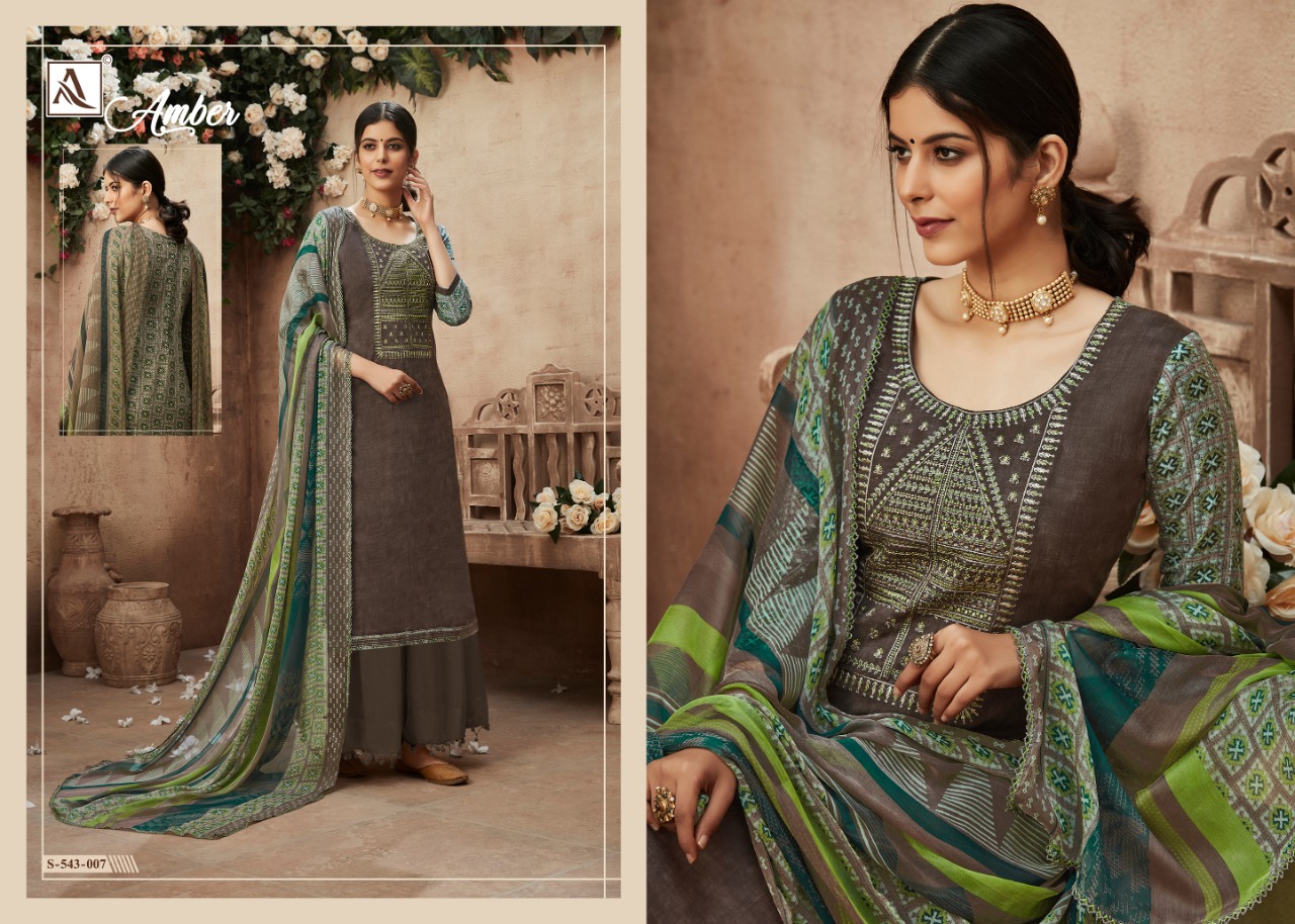 Alok Suits Amber Pure Nazneen Chiffon Printed Dupatta Fancy Salwar Kameez Collection