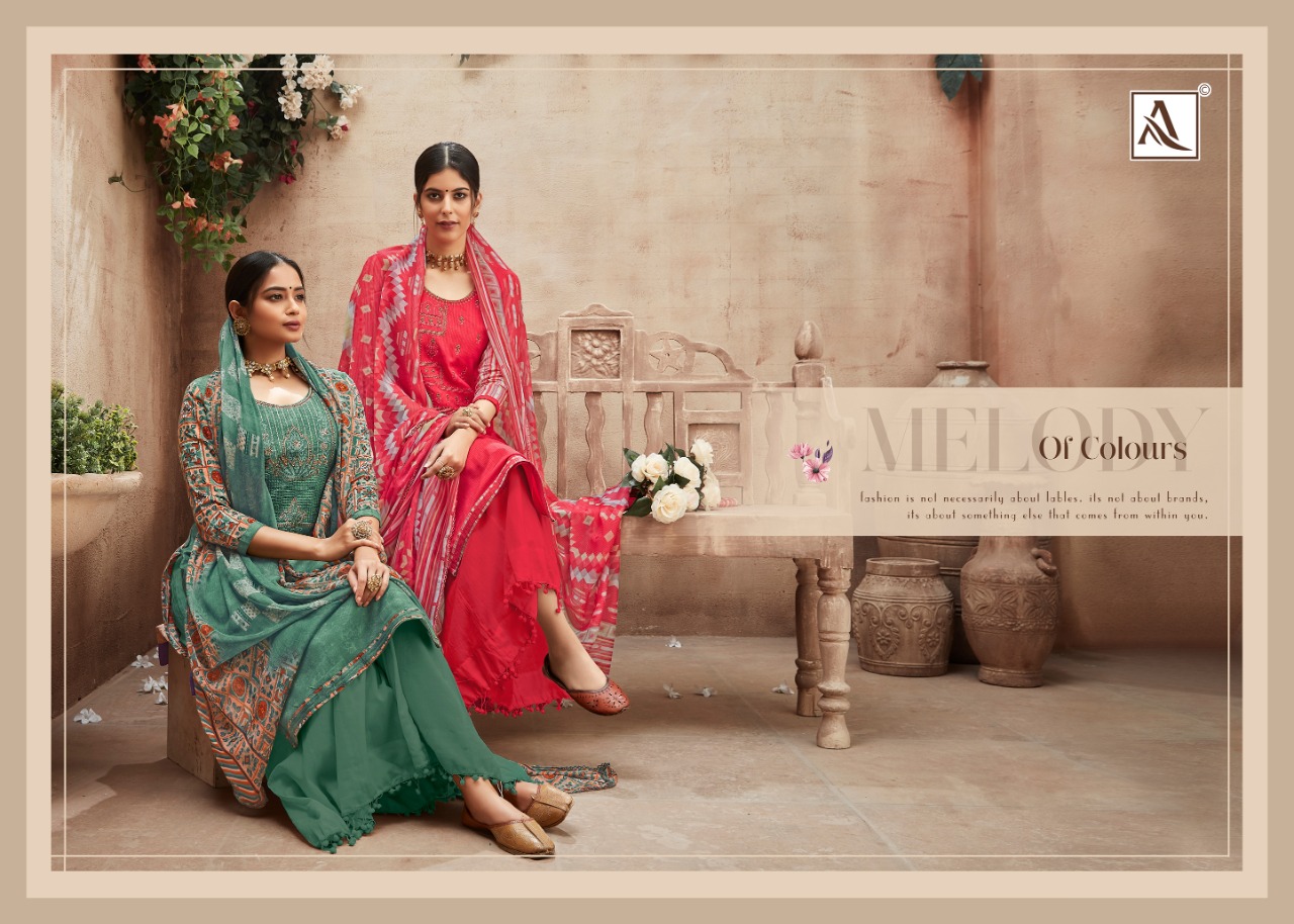 Alok Suits Amber Pure Nazneen Chiffon Printed Dupatta Fancy Salwar Kameez Collection