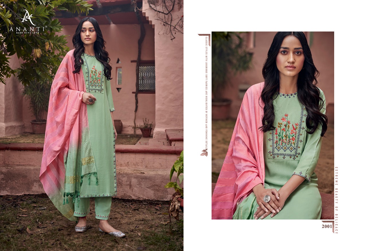 ananti nishra viscose gorgeous look kurti bottom with dupatta catalog