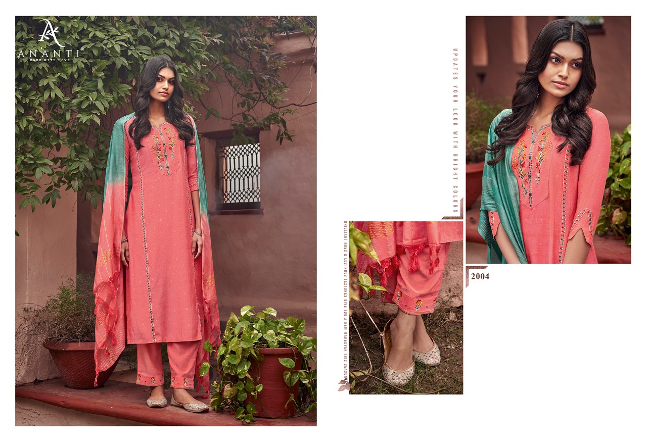 ananti nishra viscose gorgeous look kurti bottom with dupatta catalog