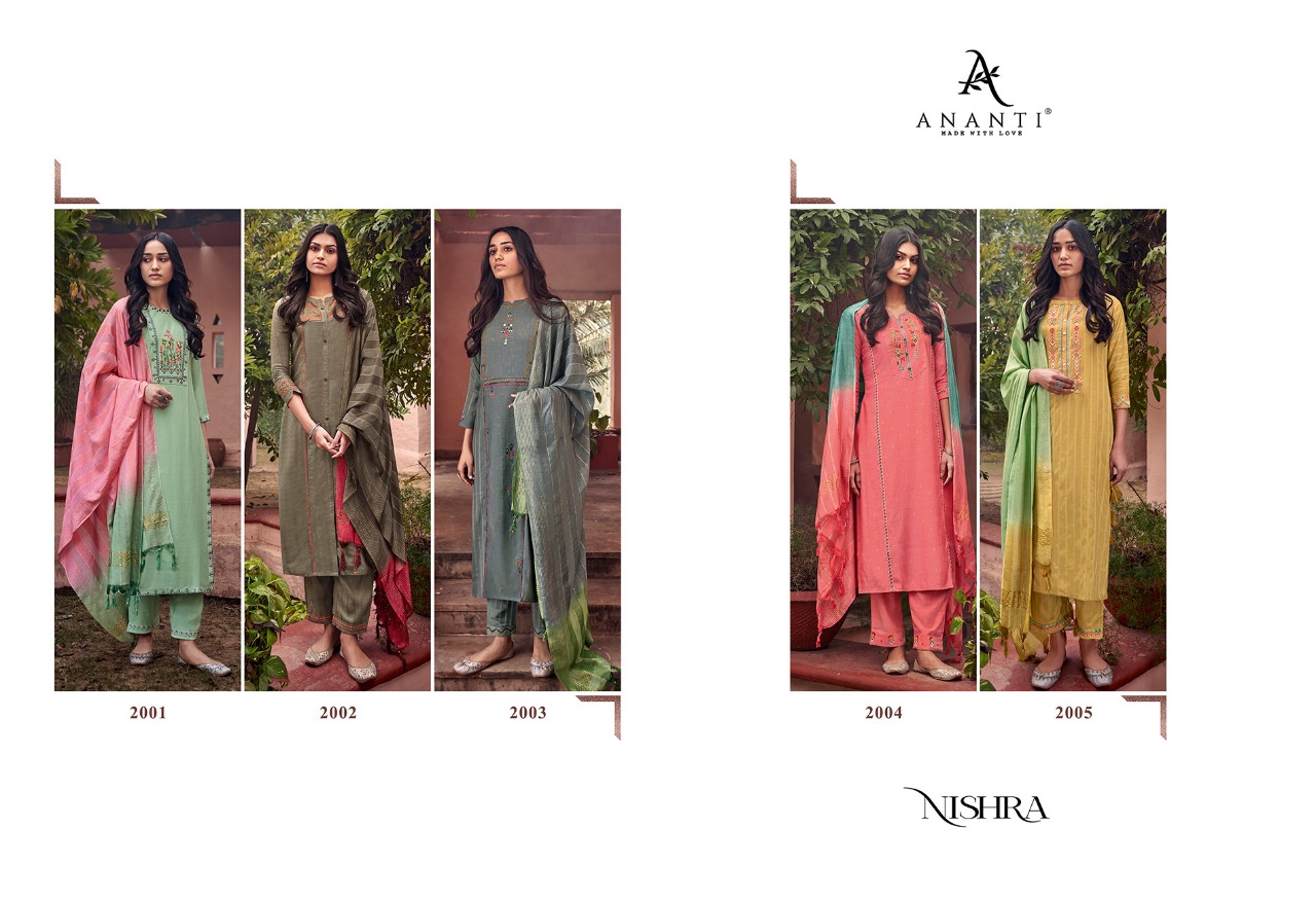 ananti nishra viscose gorgeous look kurti bottom with dupatta catalog