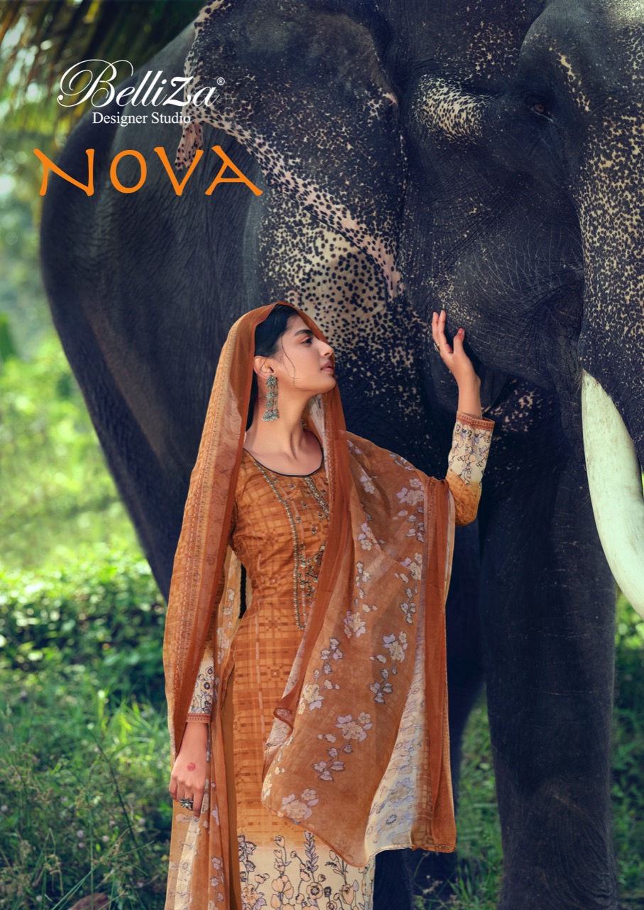 belliza designer studio nova cotton attrective print and colour salwar suit catalog