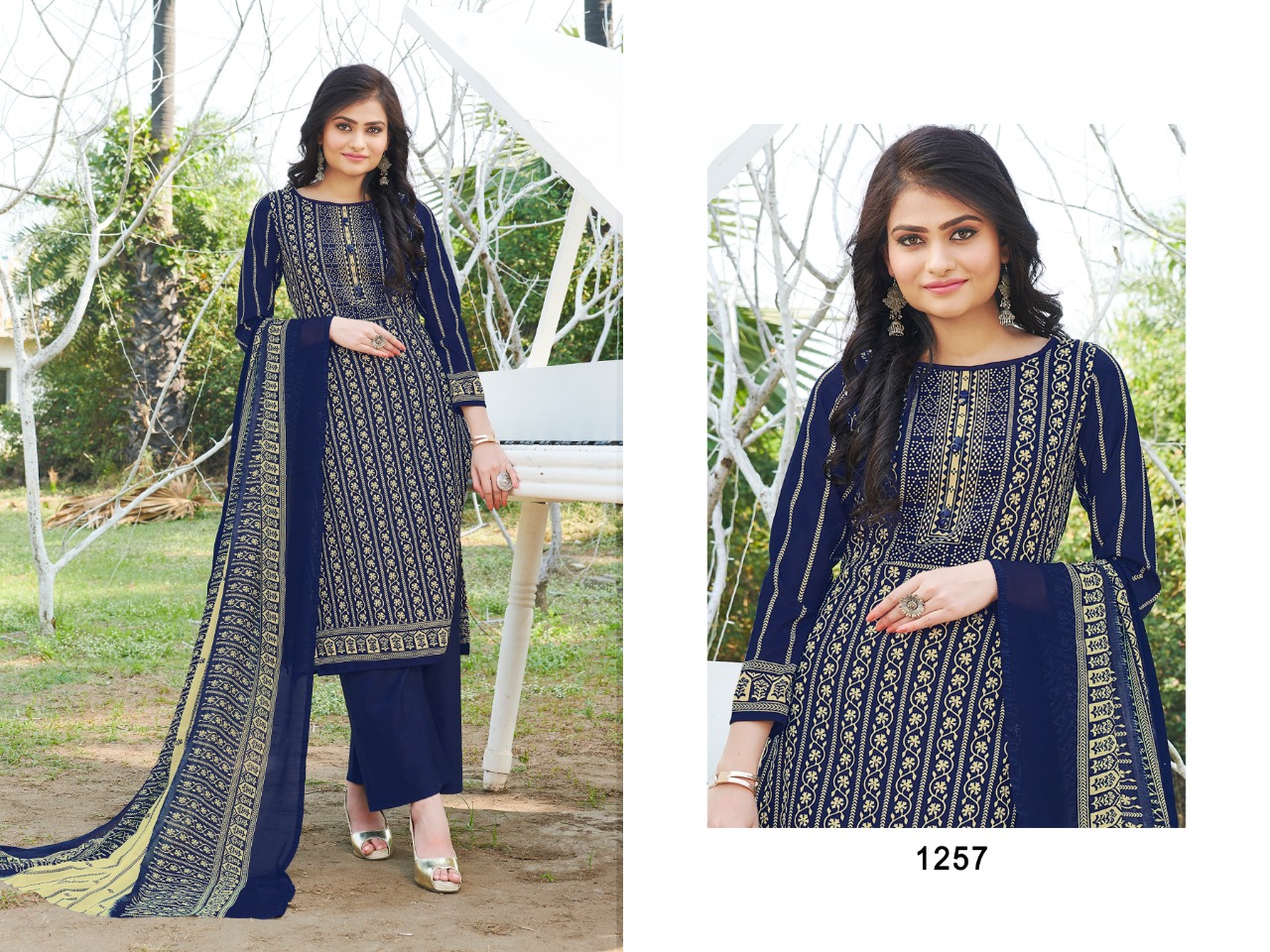 bipson kyraa  blue cotton astonishing salwar suit catalog