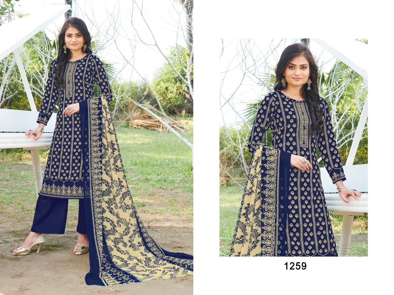 bipson kyraa  blue cotton astonishing salwar suit catalog