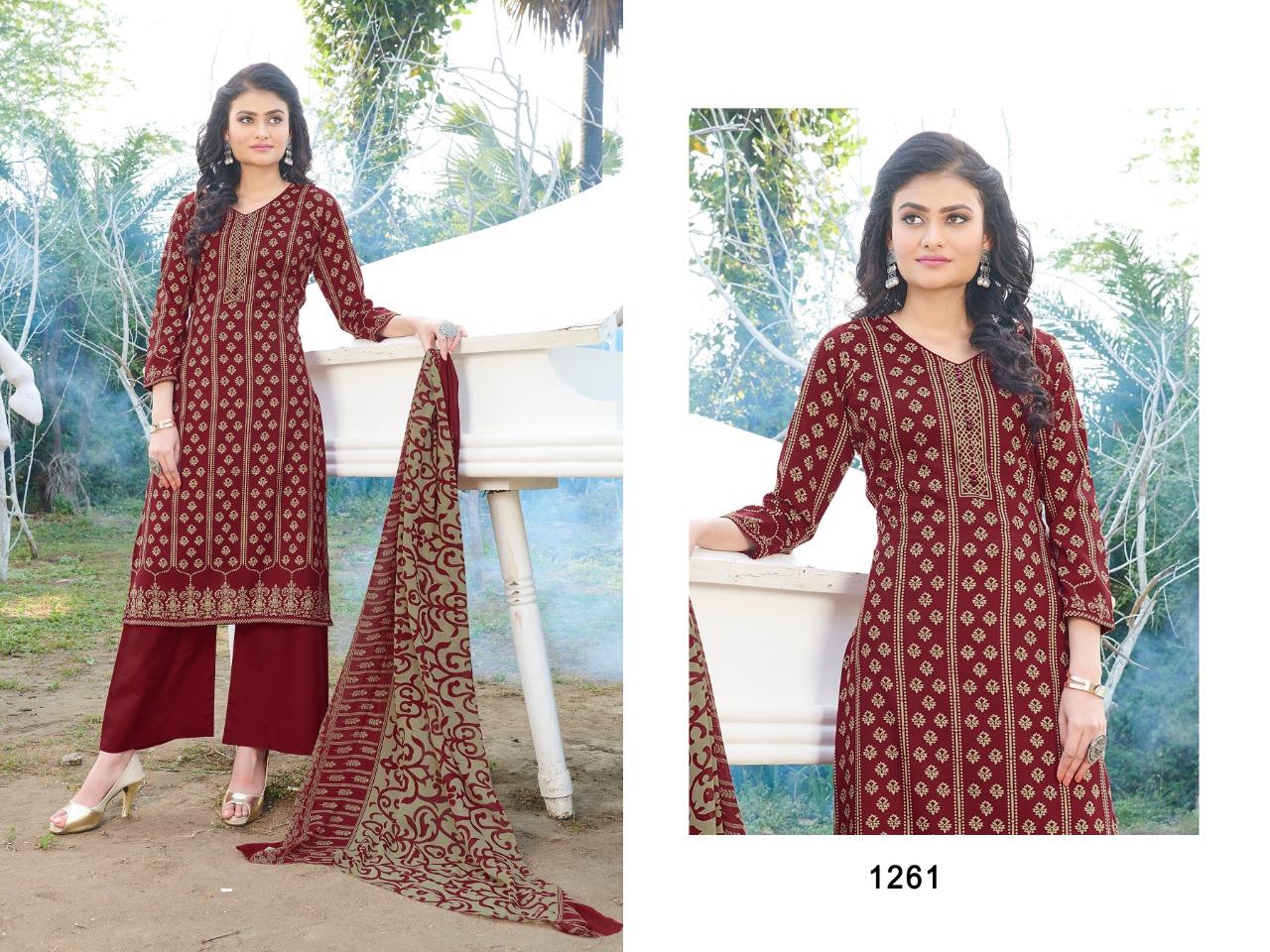 bipson kyraa maroon cotton graceful look salwar suit catalog