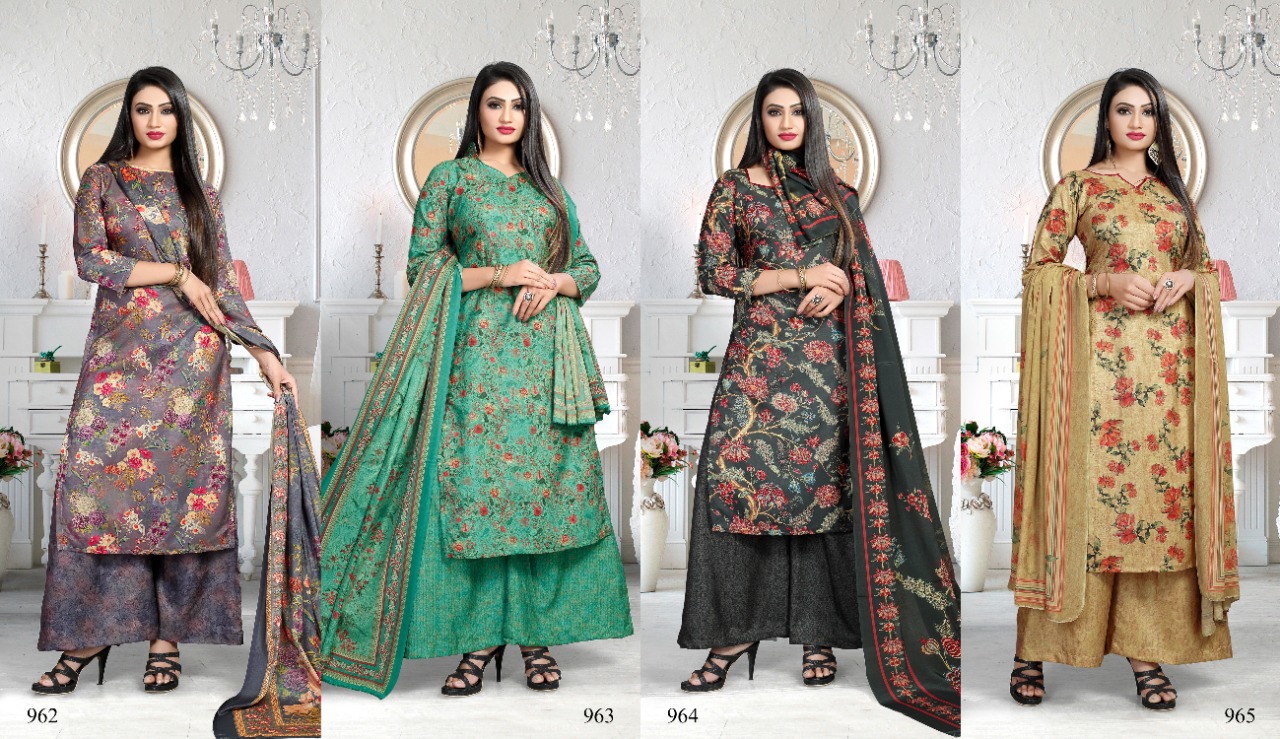 Bipson pakiza silk print designed Salwar suits catalog