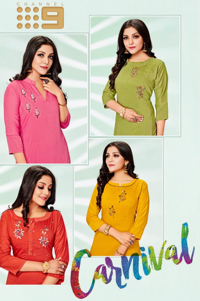 channel 9 carnival muslin catchy look kurti with pant catalog