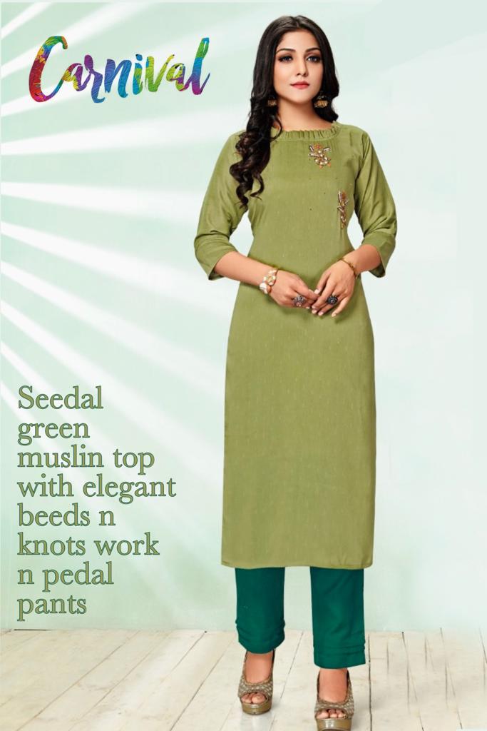 channel 9 carnival muslin catchy look kurti with pant catalog