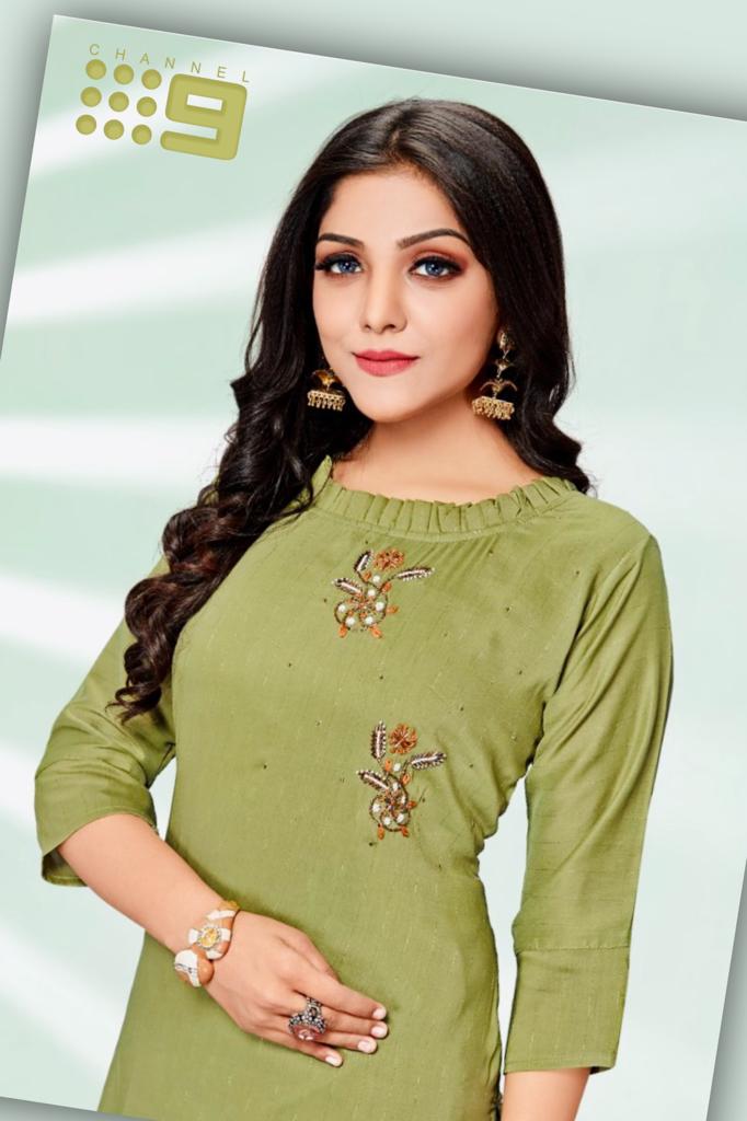 channel 9 carnival muslin catchy look kurti with pant catalog