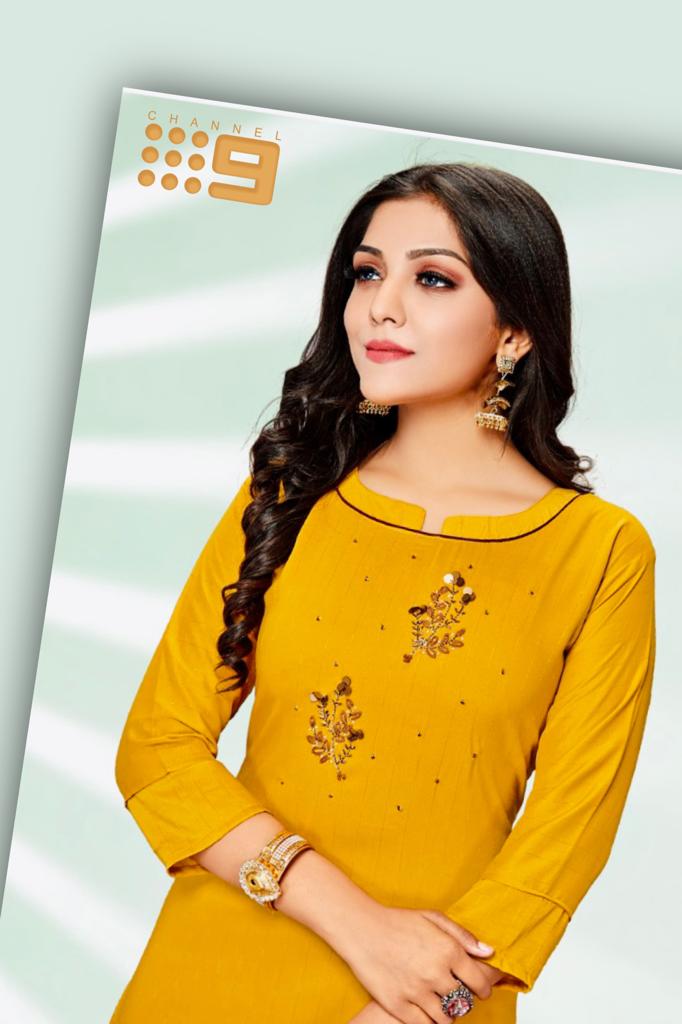 channel 9 carnival muslin catchy look kurti with pant catalog