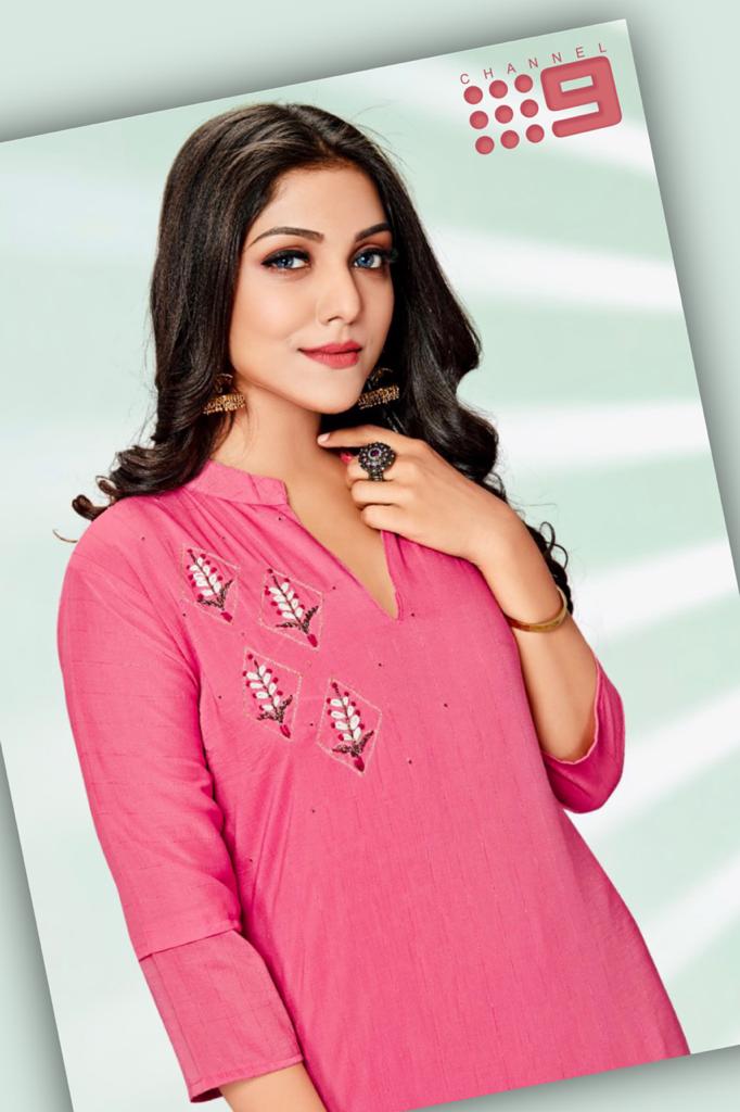 channel 9 carnival muslin catchy look kurti with pant catalog