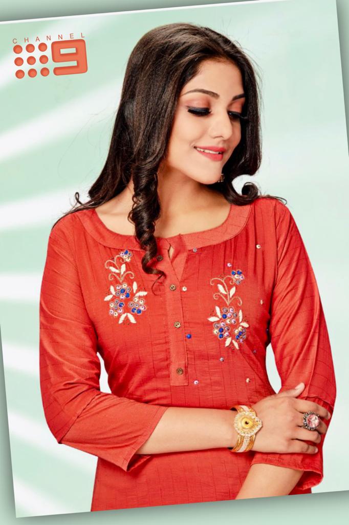 channel 9 carnival muslin catchy look kurti with pant catalog