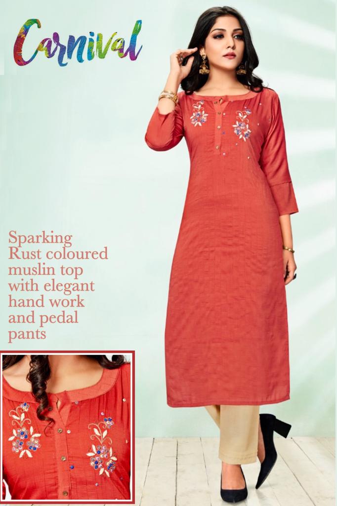 channel 9 carnival muslin catchy look kurti with pant catalog