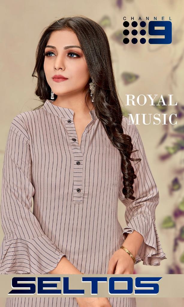 channel 9 seltos rayon decent look kurti with pant catalog