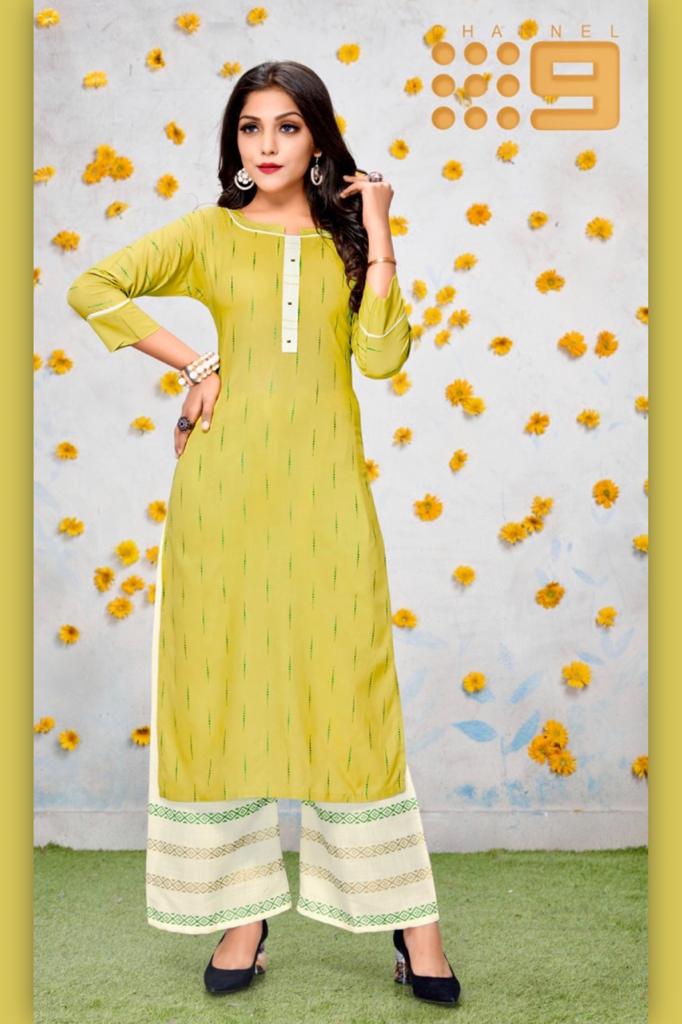 channel 9 shirin rayon catchy look kurti with  plazzo catalog