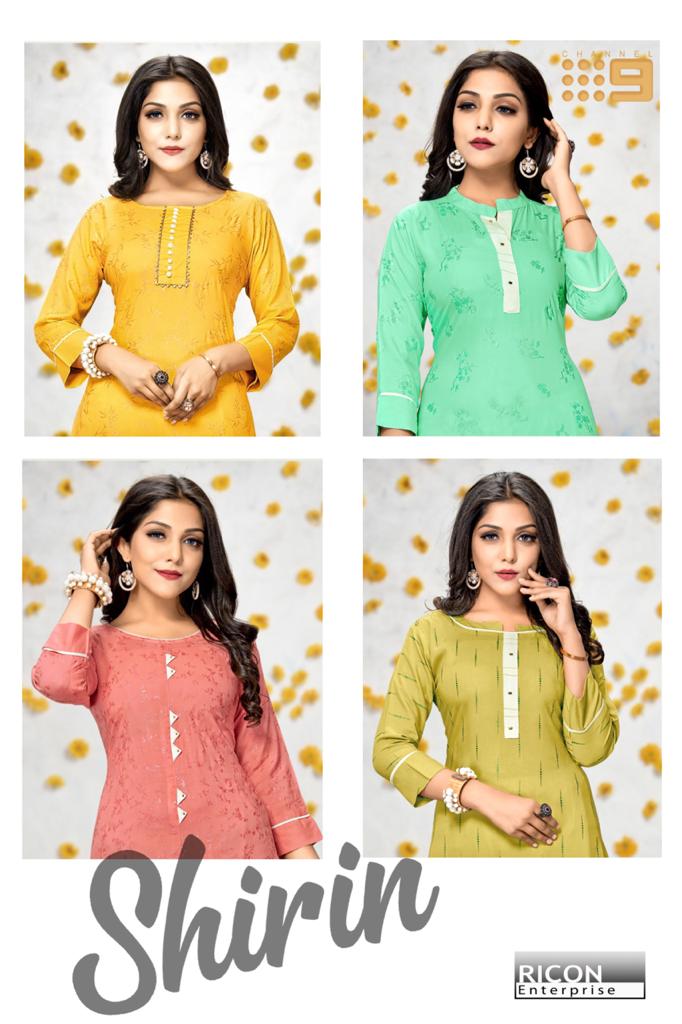 channel 9 shirin rayon catchy look kurti with  plazzo catalog