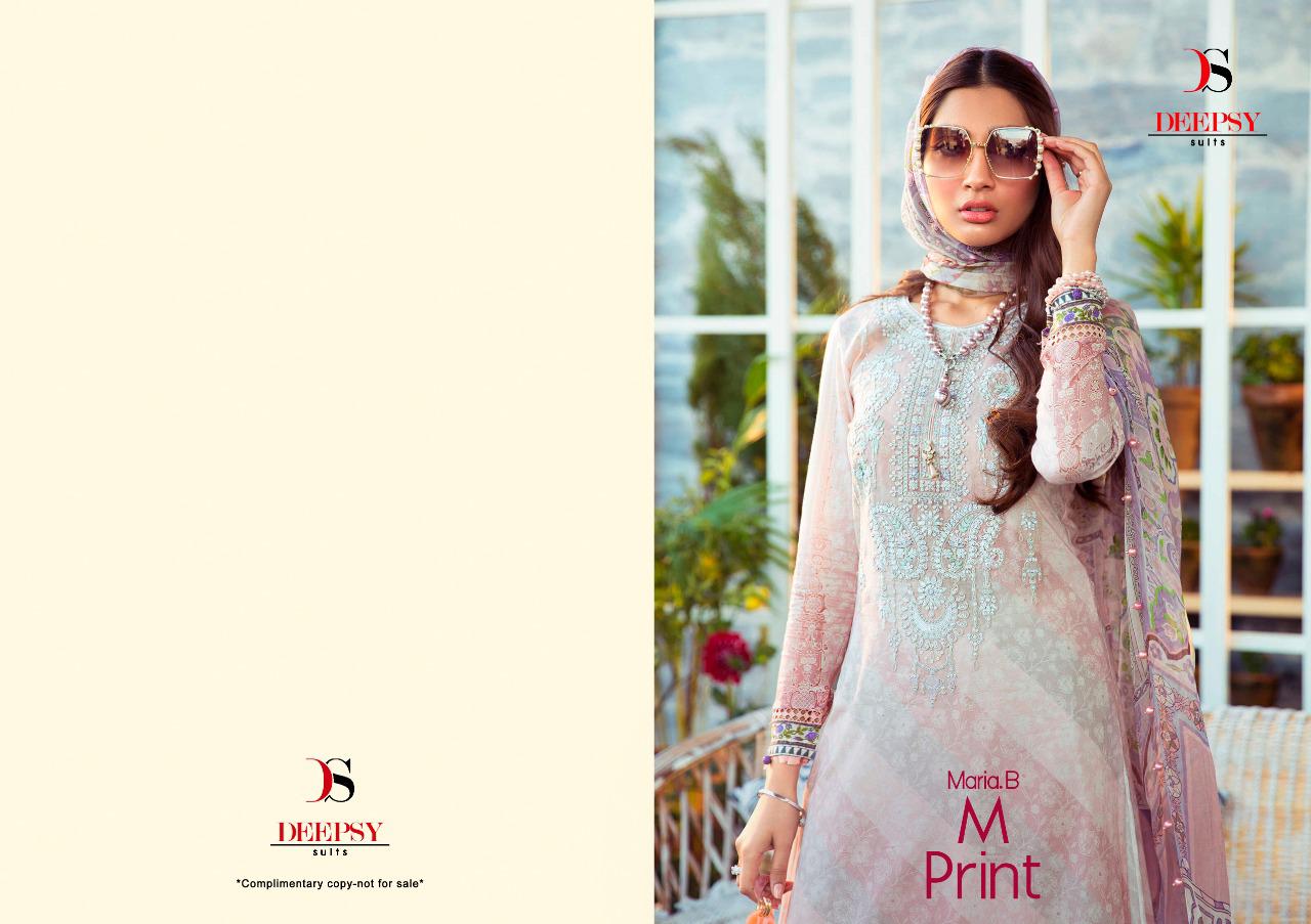 deepsy suit maria b m print cotton attrective print shiffon dupatta salwar suit catalog