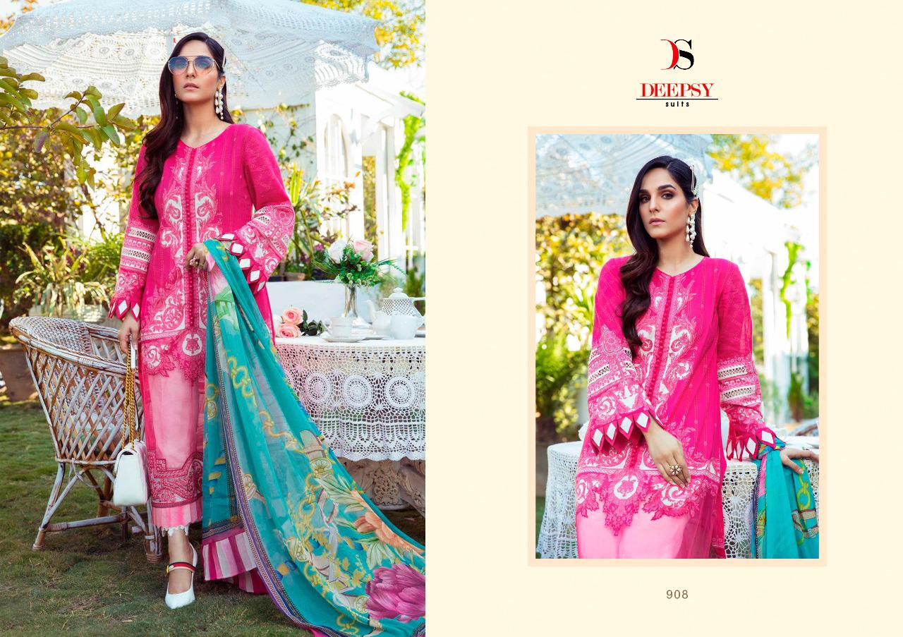 deepsy suit maria b m print cotton attrective print shiffon dupatta salwar suit catalog