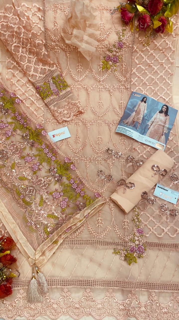 FEPIC Rosemeen C 1051 A Salwar Kameez Organza Singles