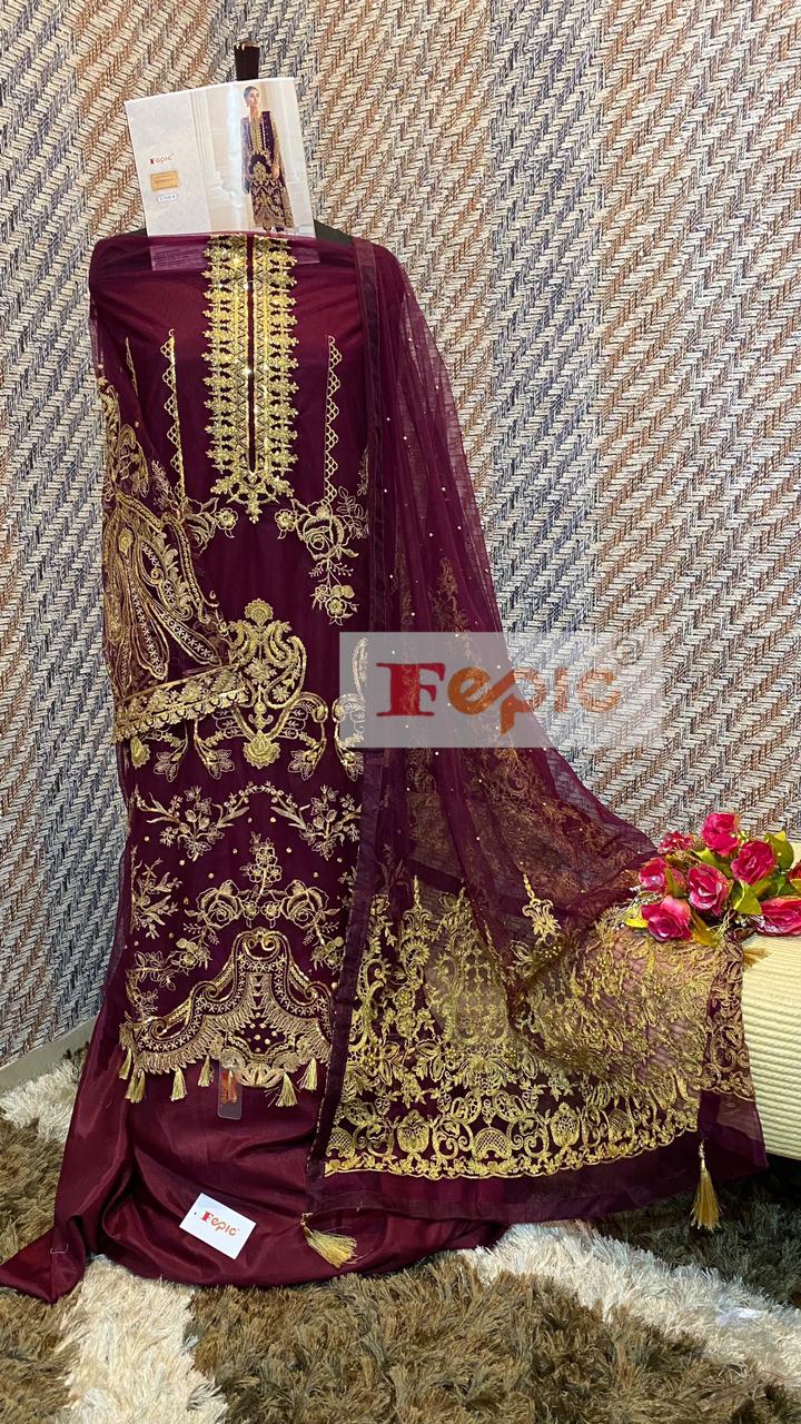 fepic rosemeen c 1100 b heavy net regal look salwar suit single