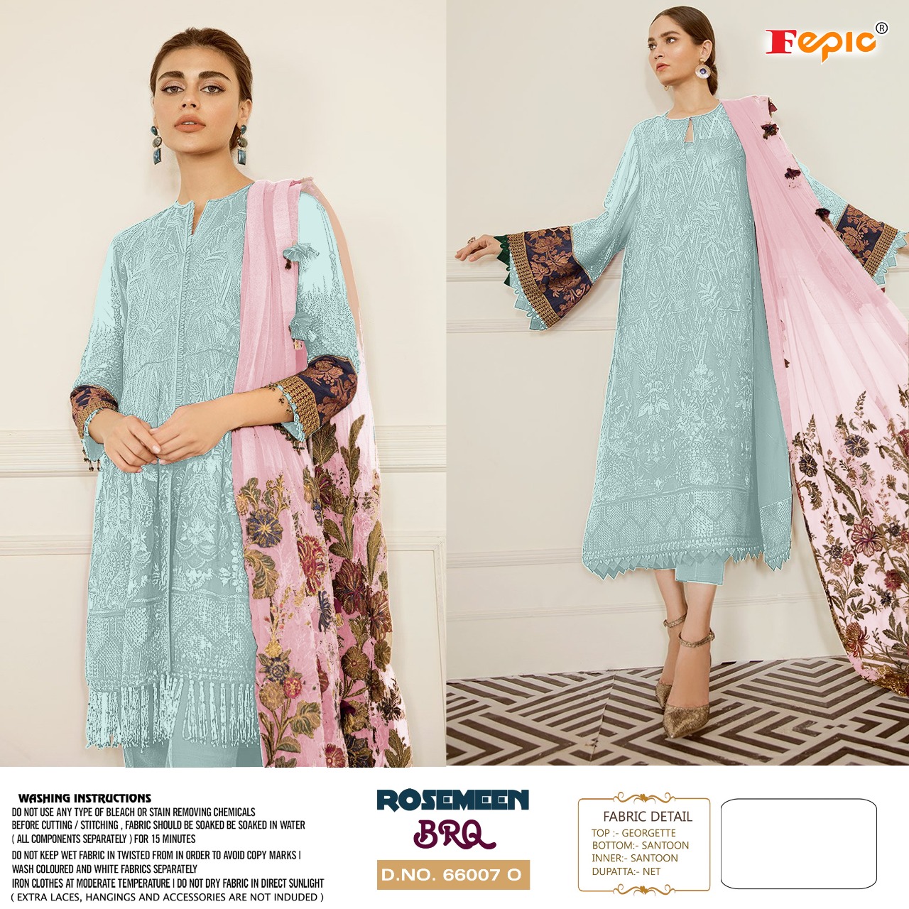 fepic rosemeen d no 66007 o georgette decent look salwar suit singal