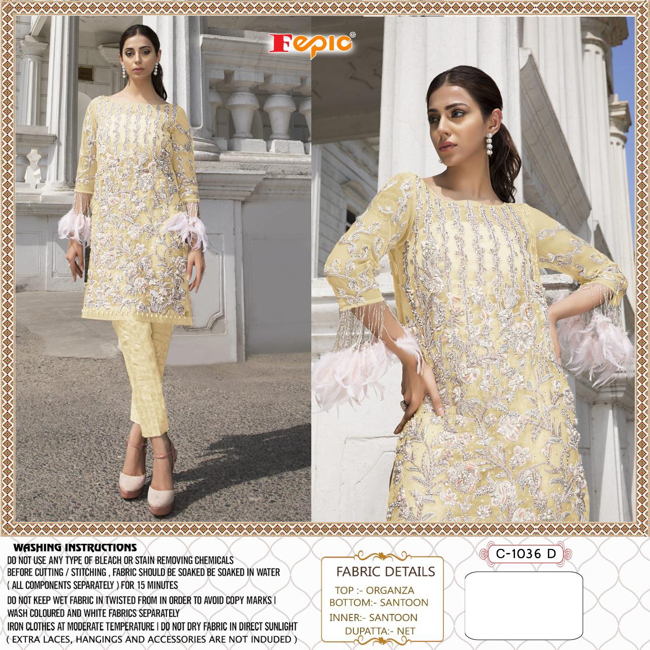 FEPIC Rosemeen d no c 1036 d Salwar Kameez Organza Singles