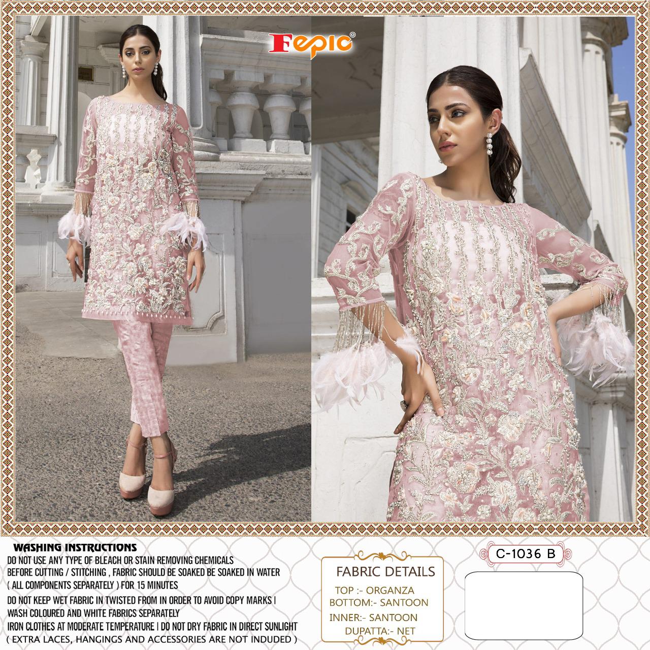 FEPIC Rosemeen d no c 1036 b Salwar Kameez Organza Singles