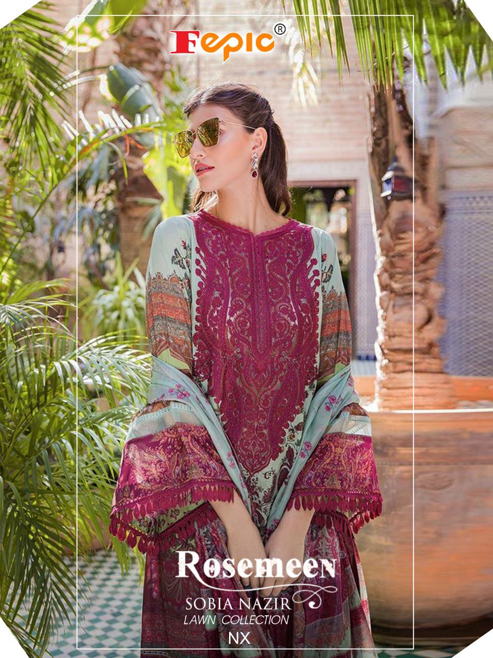 fepic rosemeen sobia nazir lawn collection nx cambric cotton exclusive print salwar suit catalog